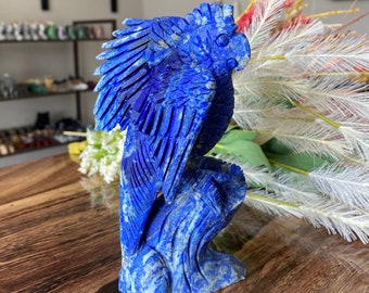 1.1lb Lapis Lazuli Bird Crystal | Natural Carved Stone Parrot