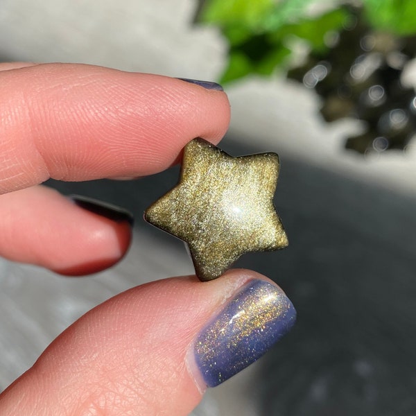 Black Obsidian Gold Sheen Star Mini | Crystal Metaphysical Healing and Home Decor | Natural Carved and Polished Stone