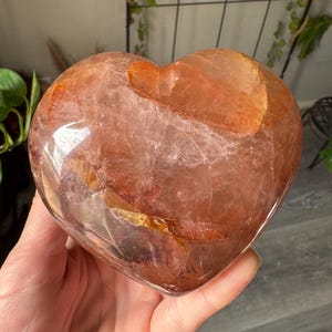 Hartkristal vuurkwarts | Natuurlijke hematoïde gepolijste steen | Metafysisch woondecoratie