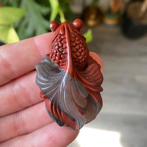 Bloodstone Fish Crystal | Natural Stone Carved and Polished Koi | Metaphysical Animal Home Decor