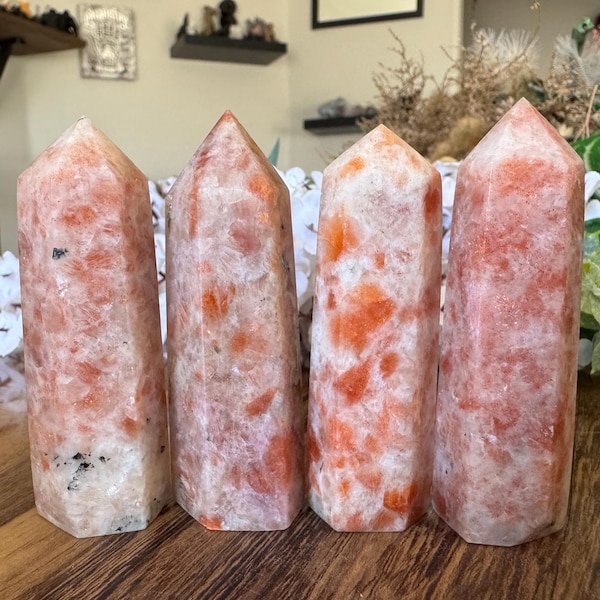 Doré Sunstone Tower Point Naturel Sculpté Poli | Joie et pouvoir personnel | Guérison métaphysique et décoration intérieure | Choisissez votre propre tour