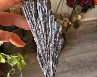 Zwart kyanietkristal | Natuurlijk ruw ruw edelsteen mineraal monster | Metafysische genezing