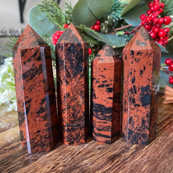 Mahogany Obsidian Tower Point Natural Stone Crystal | Metaphysical Healing and Home Decor | Choose Your Own Tower