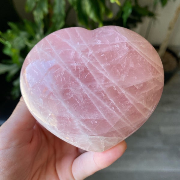 Rose Quartz Heart Crystal Large Puffy Natural Stone | Metaphysical Home Decor| Valentine's Day | Valentine Love Gift