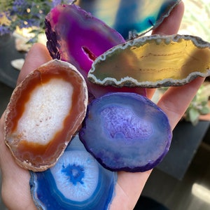 Small Agate Geode Slices Assorted | Natural | Pink | Purple | Blue | Teal