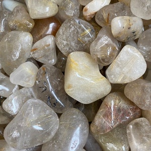 Rutilated Quartz Crystal Tumbled Smooth Polished | Rutile Quartz | Metaphysical Healing