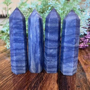 Blue Aventurine Tower Crystal | Natural Stone Point Generator | Metaphysical home Decor