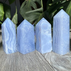 Blue Lace Agate Crystal Tower Polished Natural Stone High Quality Rare  | Metaphysical Healing and Home Decor