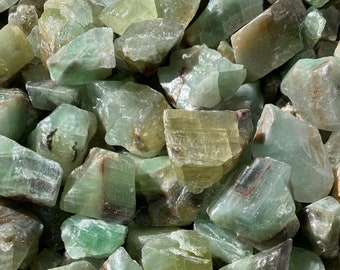 Cristales de calcita verde / Piedra de calcita esmeralda verde áspera natural / Curación metafísica y decoración del hogar / Chakra del corazón / Prosperidad