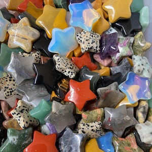 Crystal Star Assorted Carved | Rose and Clear Quartz | Amethyst | Opalite | Moss and Crazy Lace Agate | Mookaite | Kiwi and Dalmation Jasper