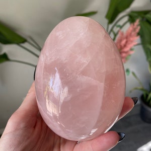1.9lb Rose Quartz Egg Crystal Large | Natural Stone Carved and Polished Egg | Metaphysical Home Decor