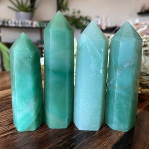 Green Aventurine Tower Point | Natural Green Aventurine Stone Carved Polished | Metaphysical Healing and Home Decor