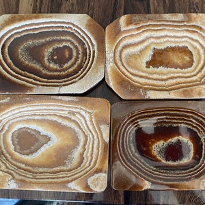 Banded Aragonite Crystal Tray | Carved & Polished Stone Brown Aragonite Plate | Metaphysical Home Decor