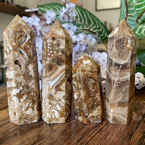 Amber Agate Stone Towers | Natural Amber Agate Crystal Points Polished and Carved | Metaphysical Home Decor