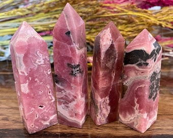 Rhodochrosite Crystal Tower Point Generator | Natural Rare Stone | Emotional Healing