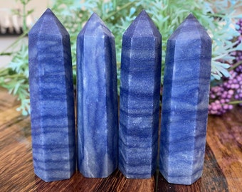 Blue Aventurine Tower Crystal | Natural Stone Point Generator | Metaphysical home Decor