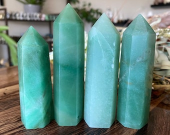 Green Aventurine Tower Point | Natural Green Aventurine Stone Carved Polished | Metaphysical Healing and Home Decor