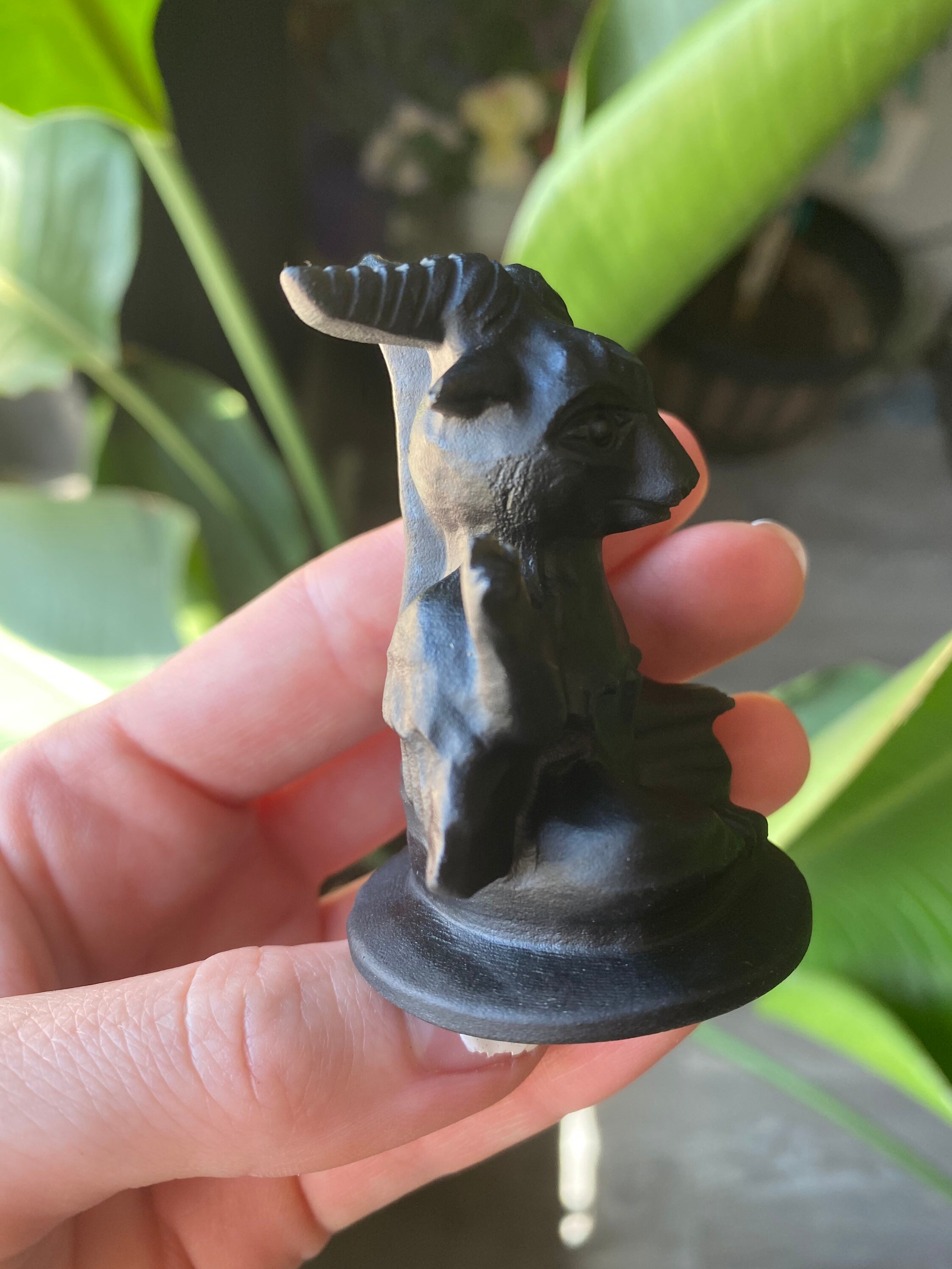 Black Obsidian Baphomet Crystal | Natural Carved and