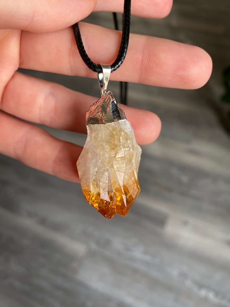 Metaphysical Jewelry Citrine Quartz Crystal Necklace Or Pendant Only Natural Raw Citrine Black Cord Necklace Rocks Geodes Home Decor Lifepharmafze Com