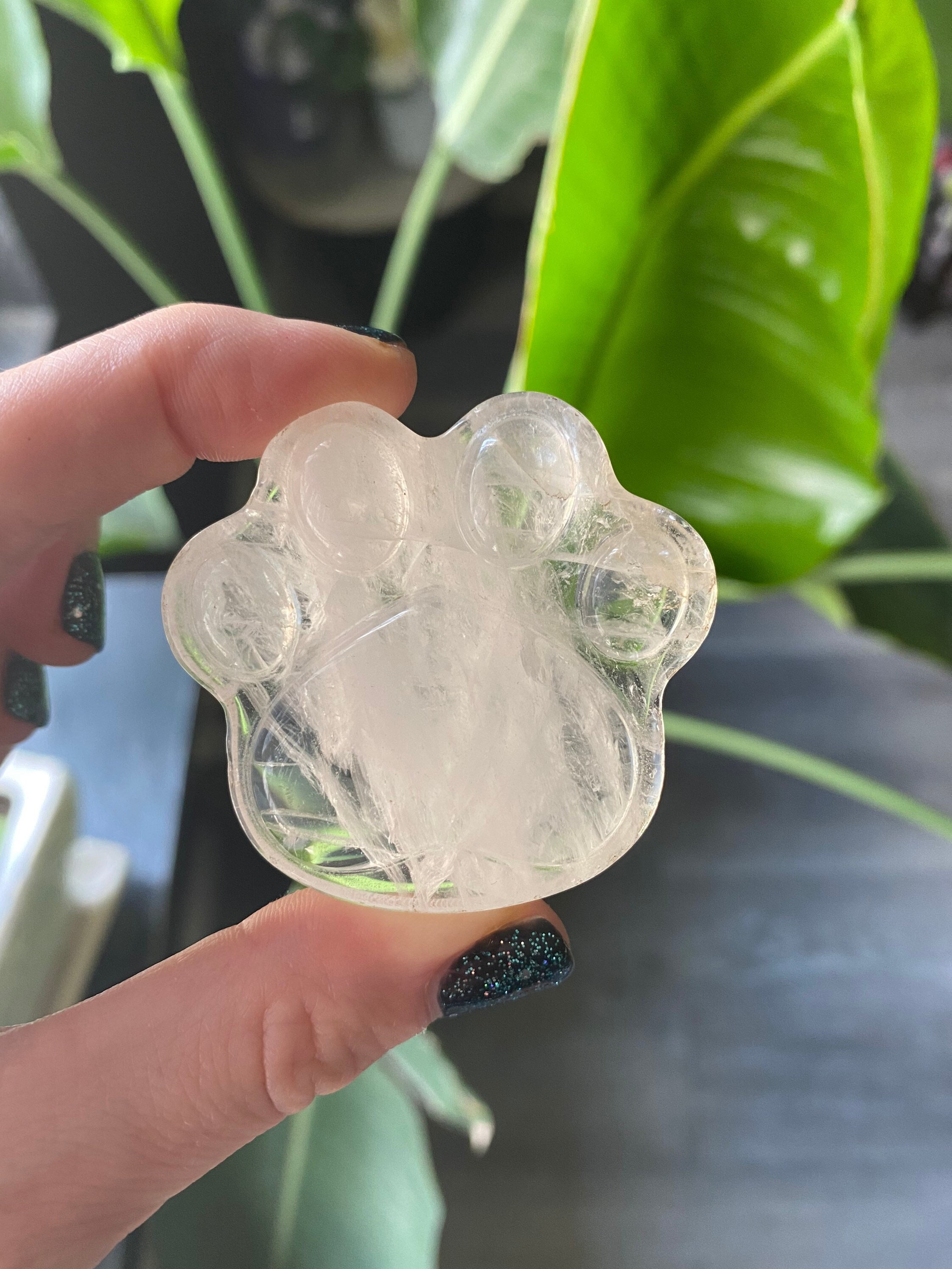Clear Quartz Paw Crystal Large | Polished & Carved Natural Stone Cat Dog Metaphysical Animal Home Decor