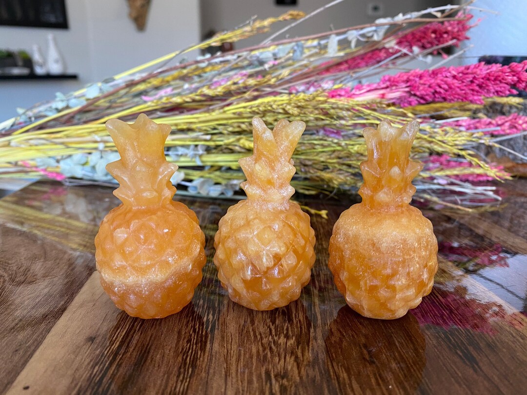 Orange Calcite Pineapple Crystal Natural Carved Stone Fruit