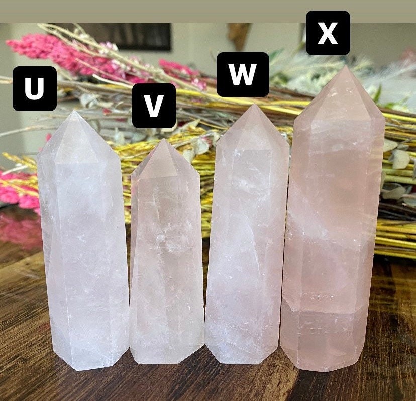 ローズクォーツ タワーポイントクリスタル | 天然石彫刻・研磨