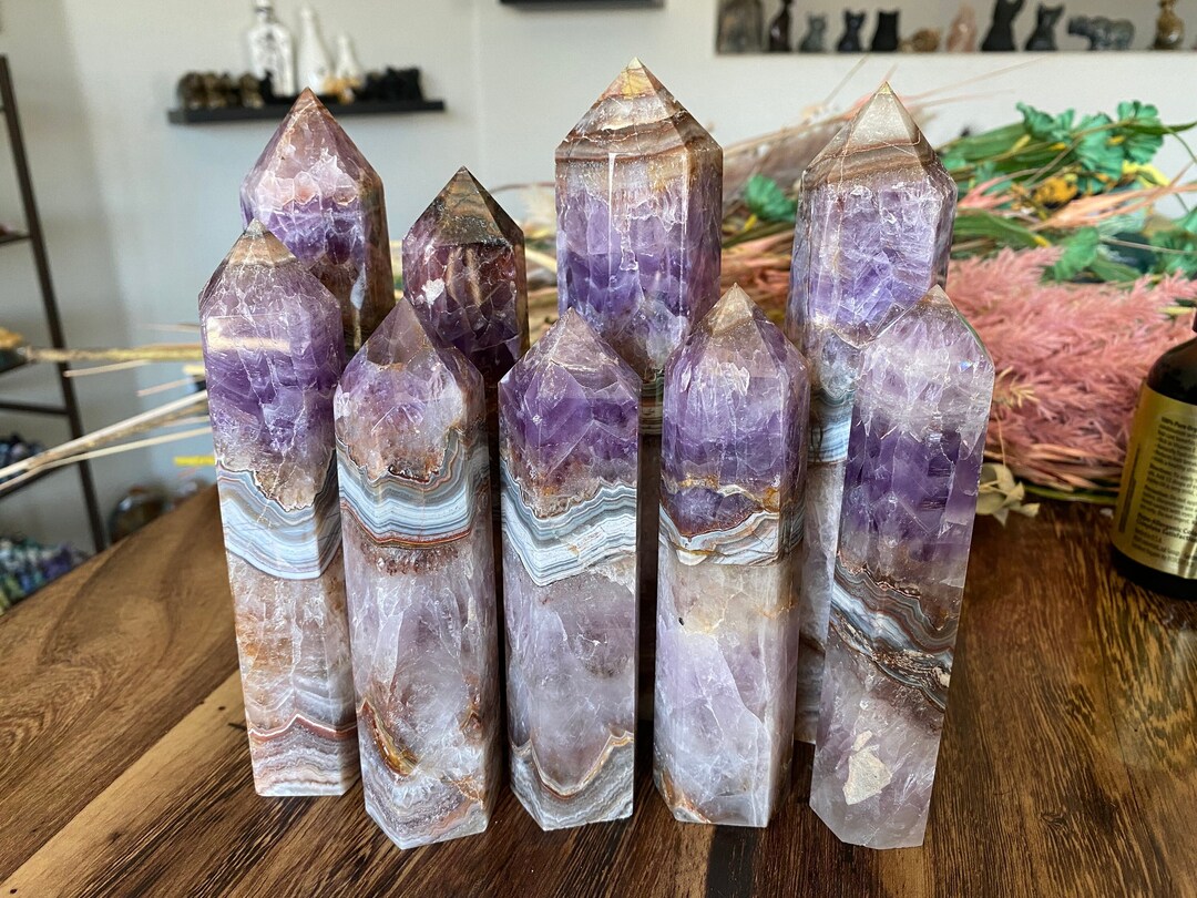 XL アメジスト X アゲート クリスタル タワー ポイント ラージ