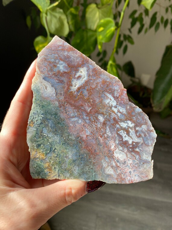 Moss agate slice deals