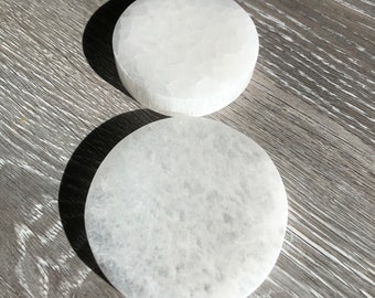Selenite Charging Plate / 4 ROUND Selenite Polished