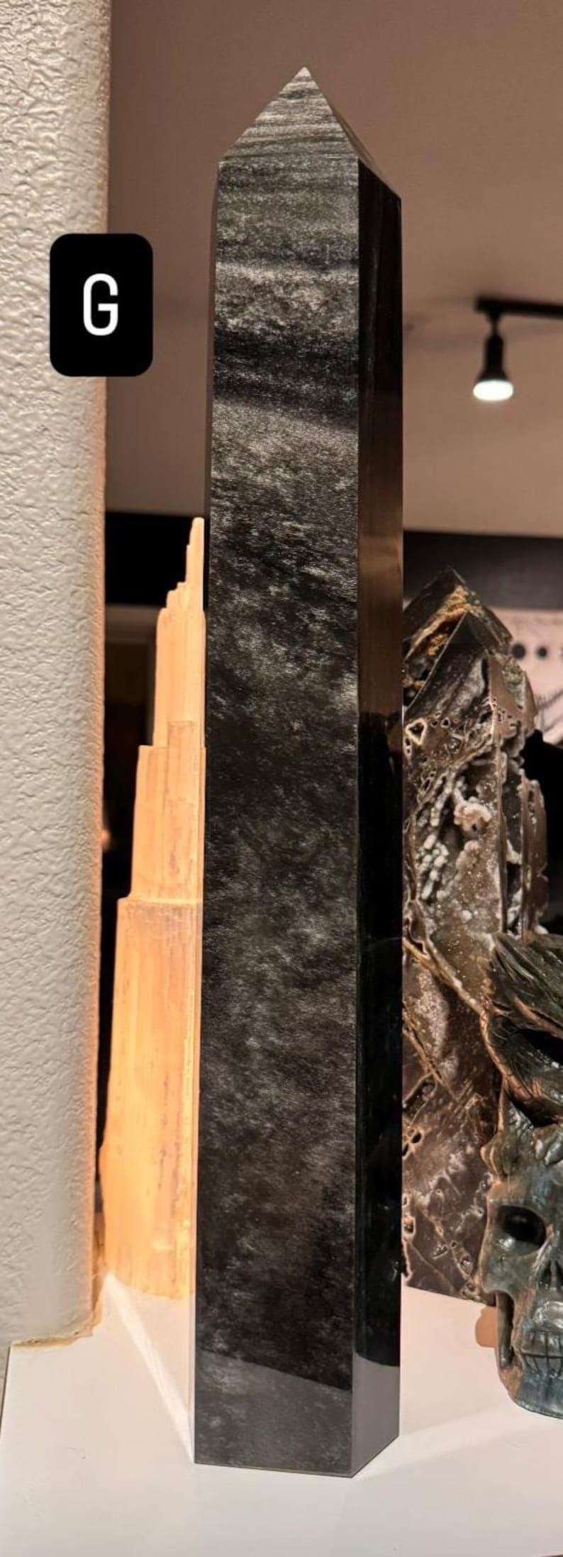 XXL Black Obsidian Silver Sheen Tower Point Crystal | Natural Stone ...
