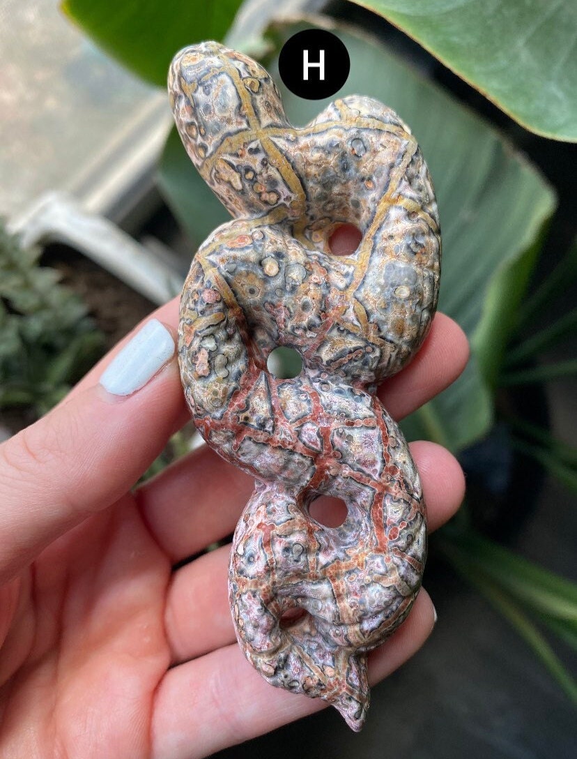 Leopard Skin Jasper Snake Crystal | Natural Stone Carved Snake