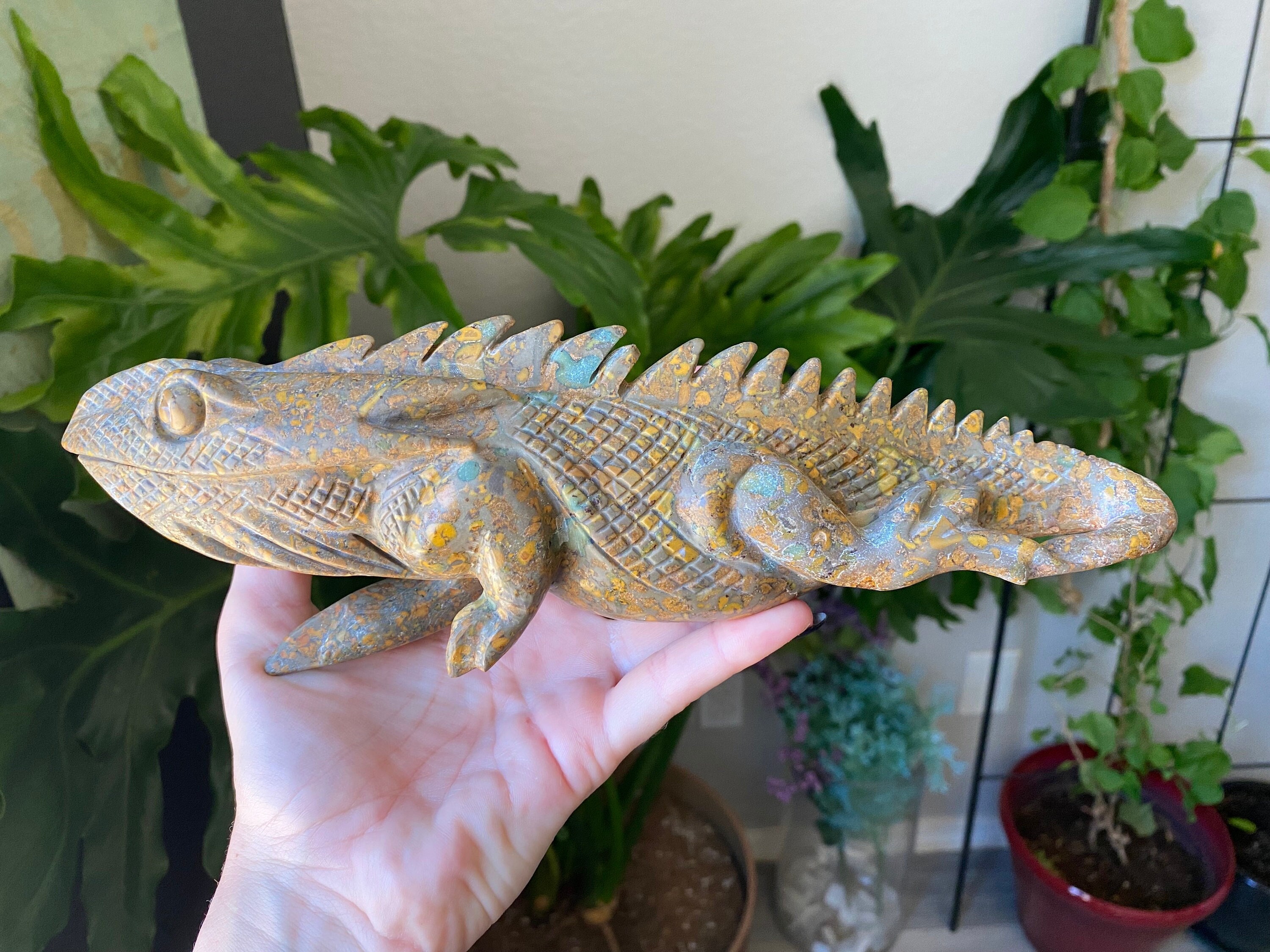 2lb Azo Stone Lizard Crystal | Natural Carved and Polished