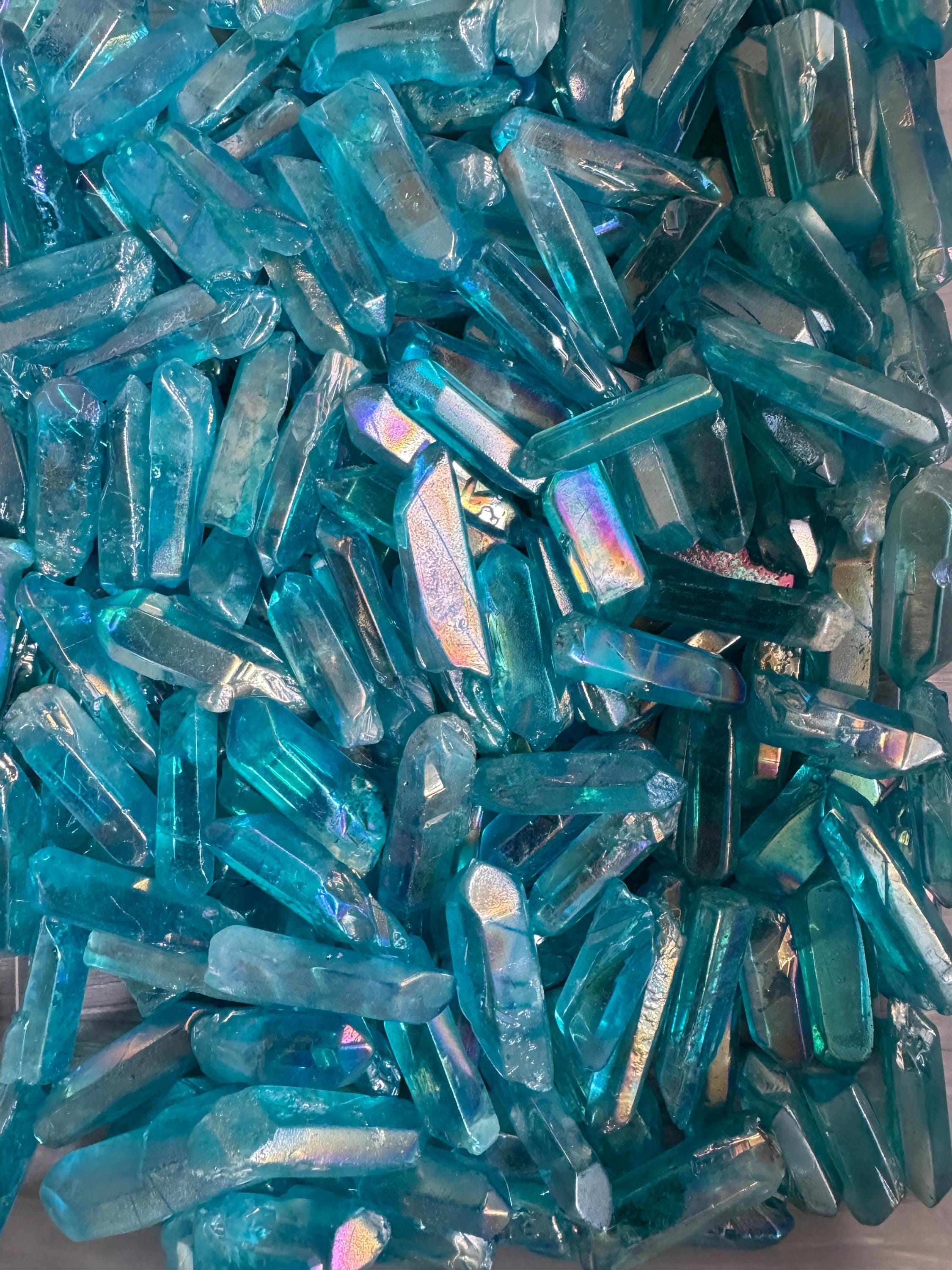5 Perles De Cristal De Quartz Aqua Aura Blanc - Pierres Naturelles - Neuf