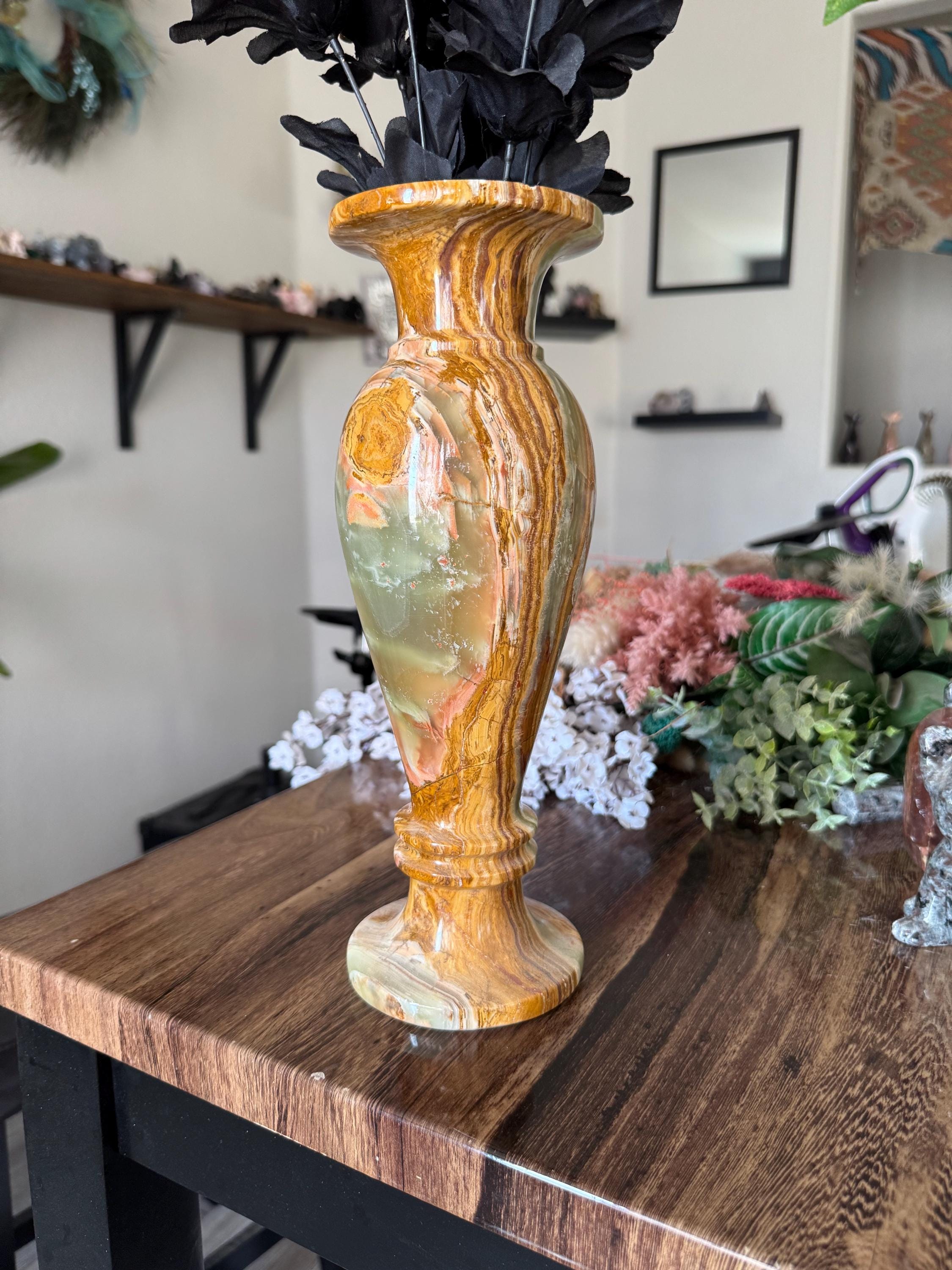 Onyx Vase　オニキス　フラワーベース　デザイン花器　ブラウンマーブル Onyx Vase オニキス フラワーベース デザイン花器 ブラウンマーブル