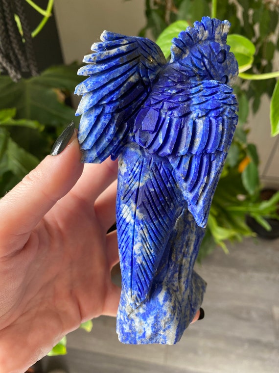 1.1lb Lapis Lazuli Bird Crystal | Natural Carved Stone Parrot