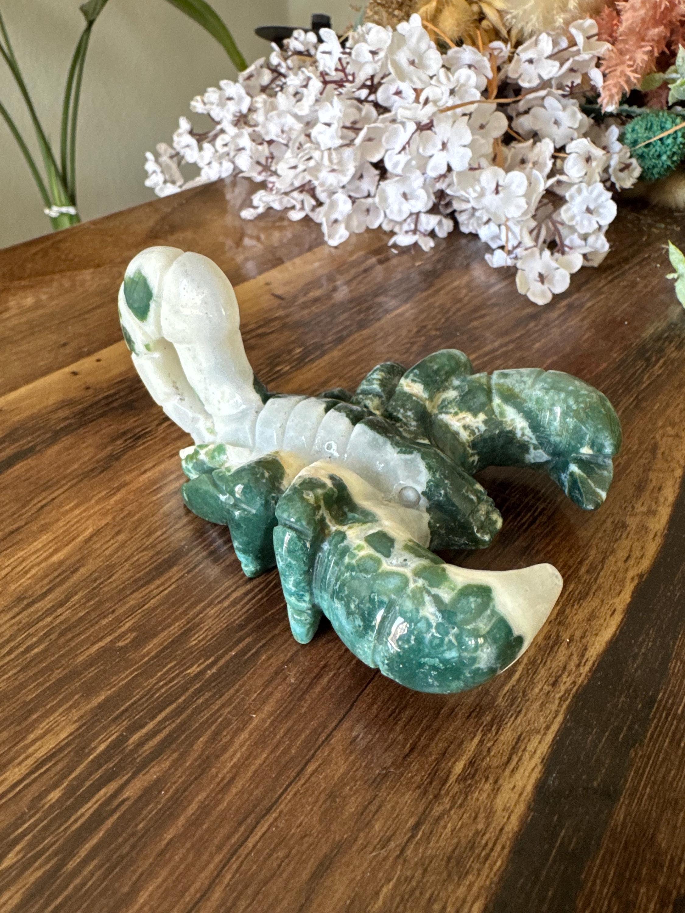 Moss Agate Scorpion Crystal | Natural Carved & Polished Scorpion
