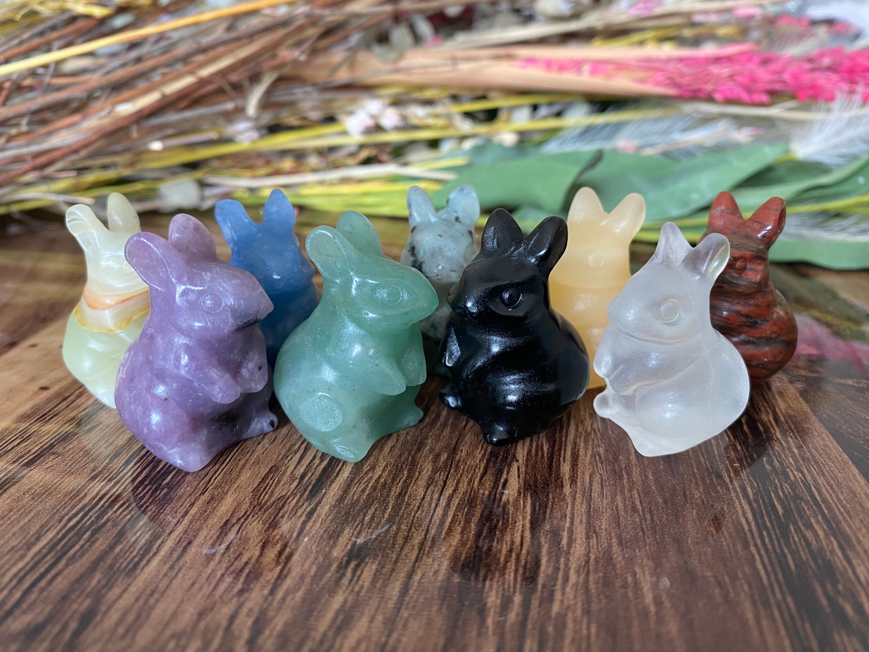 Crystal Rabbit Plate Crystal Rabbit Assorted | Polished Carved Natural Stone Bunny | Animal ...