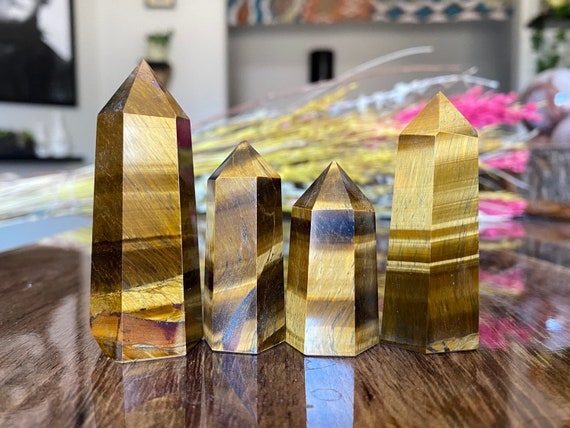 Tiger's Eye Crystal Tower Point Natural Polished Carved | Etsy