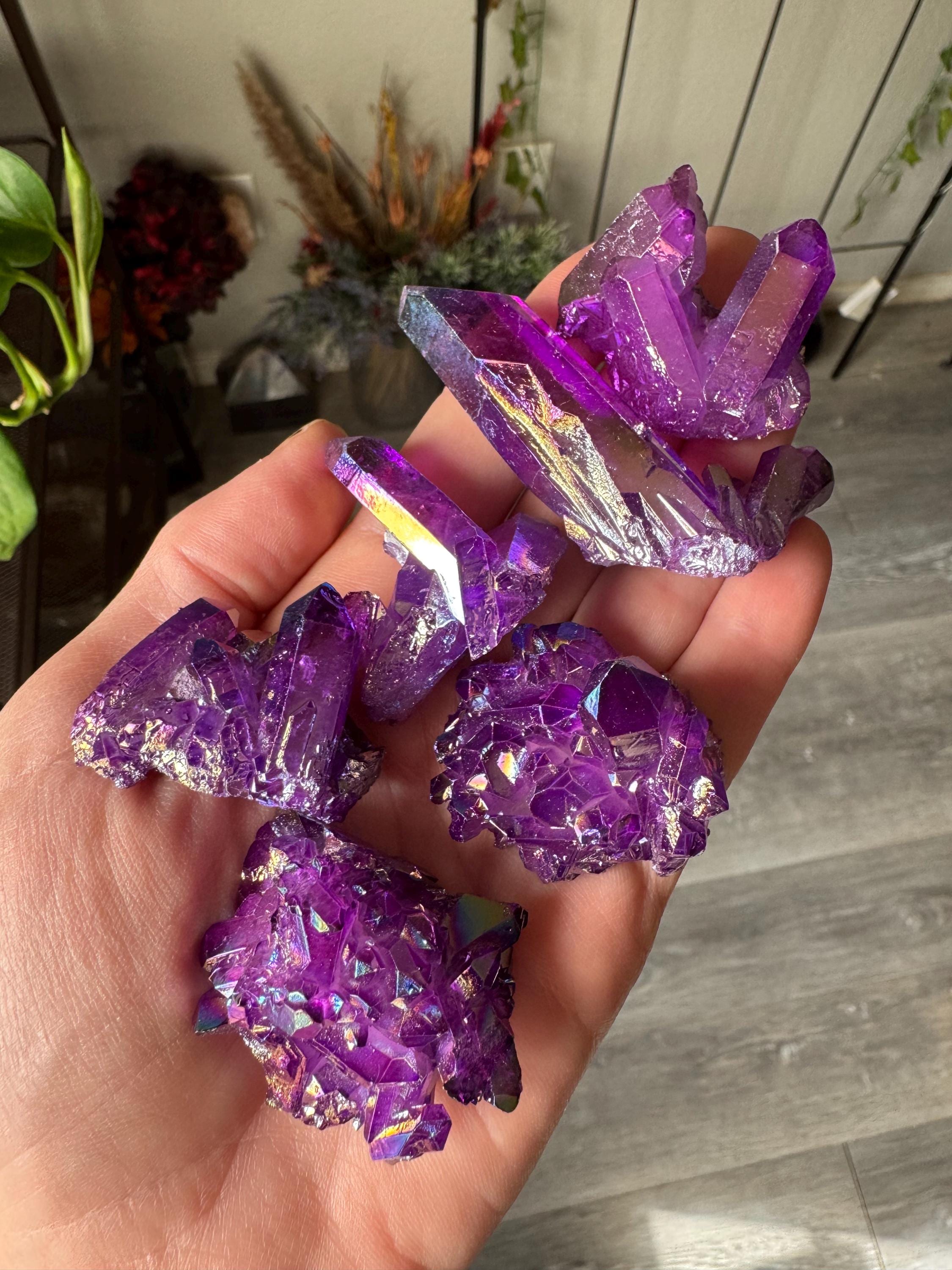 Natural Angel Aura Cluster , Angel Aura Quartz Mineral Cluster , Aura