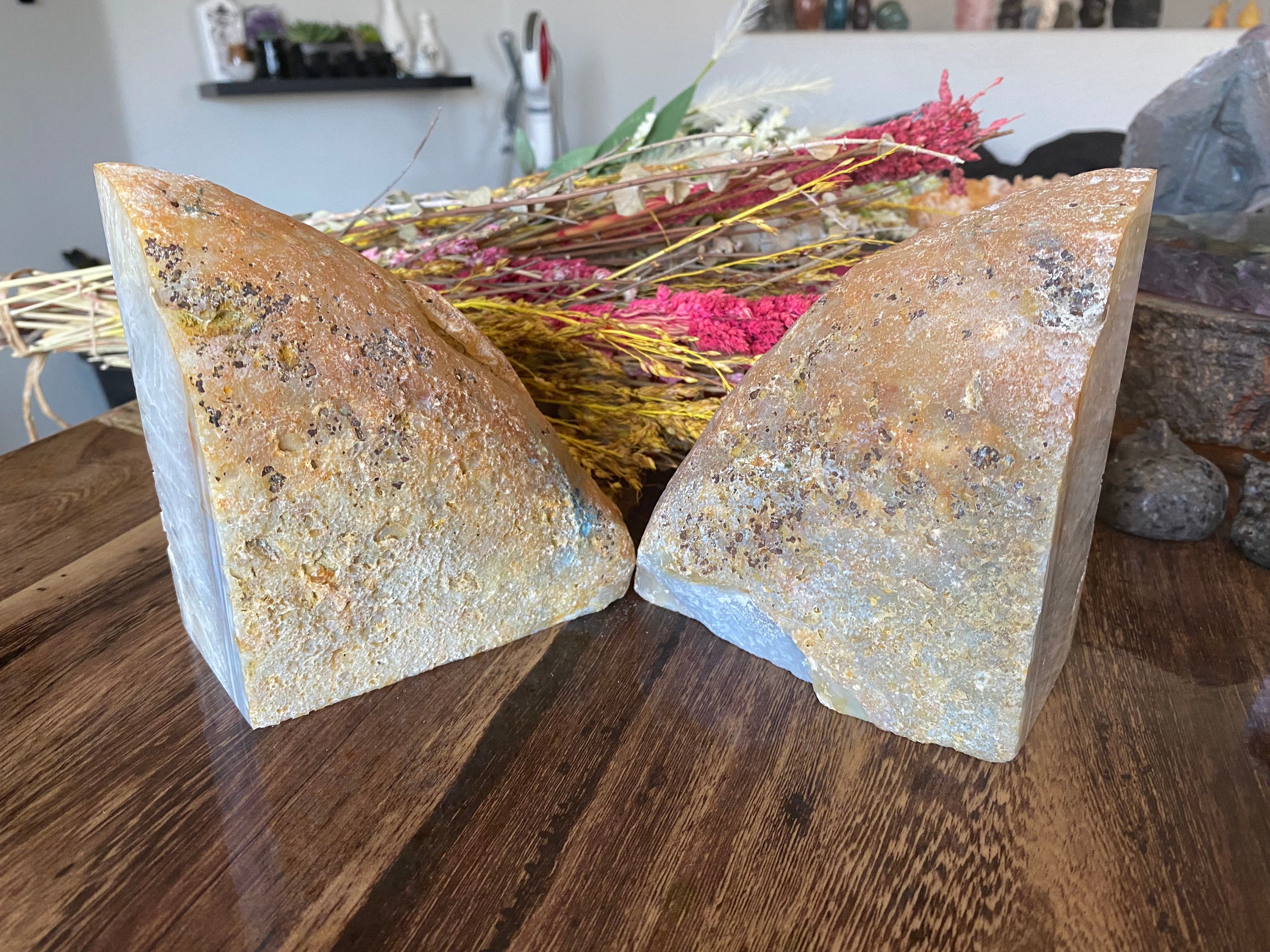 6.6 ポンド 2 ピース アゲート ジオード ディスプレイ | 宝石ブック