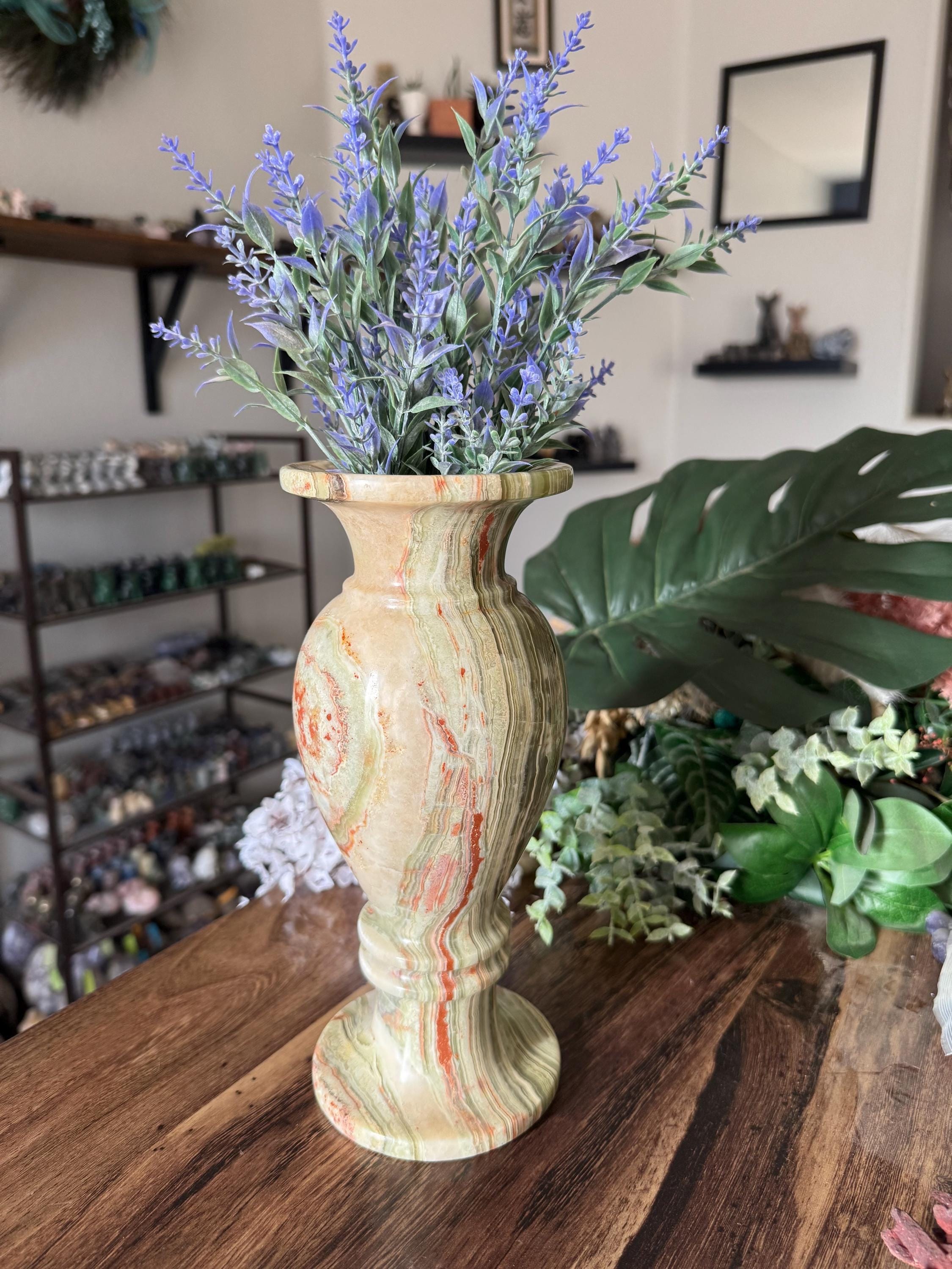 5.3lb Green Onyx Vase Crystal | Natural Banded Stone Carved 5.3lb Green Onyx Vase Crystal | Natural Banded Stone Carved