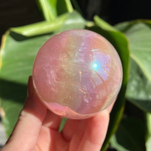 Angel Aura Rose Quartz Crystal Sphere Mini | Metaphysical Healing and Home Decor