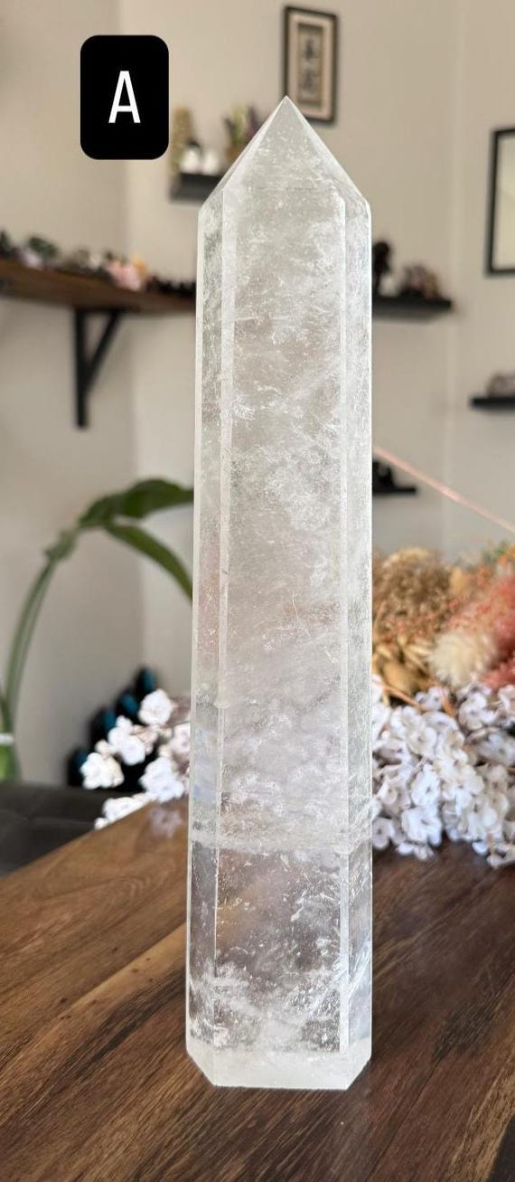 XL Clear Quartz Crystal Tower Point Large | Natural Carved and