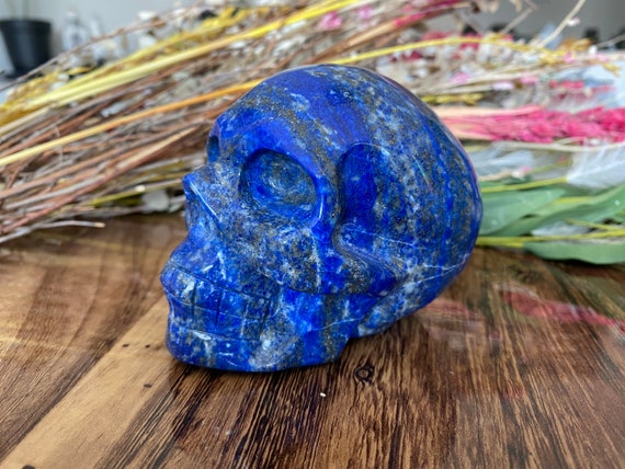 Skull Beads Blue Lazuli Lapis Beads Natural Stone for DIY