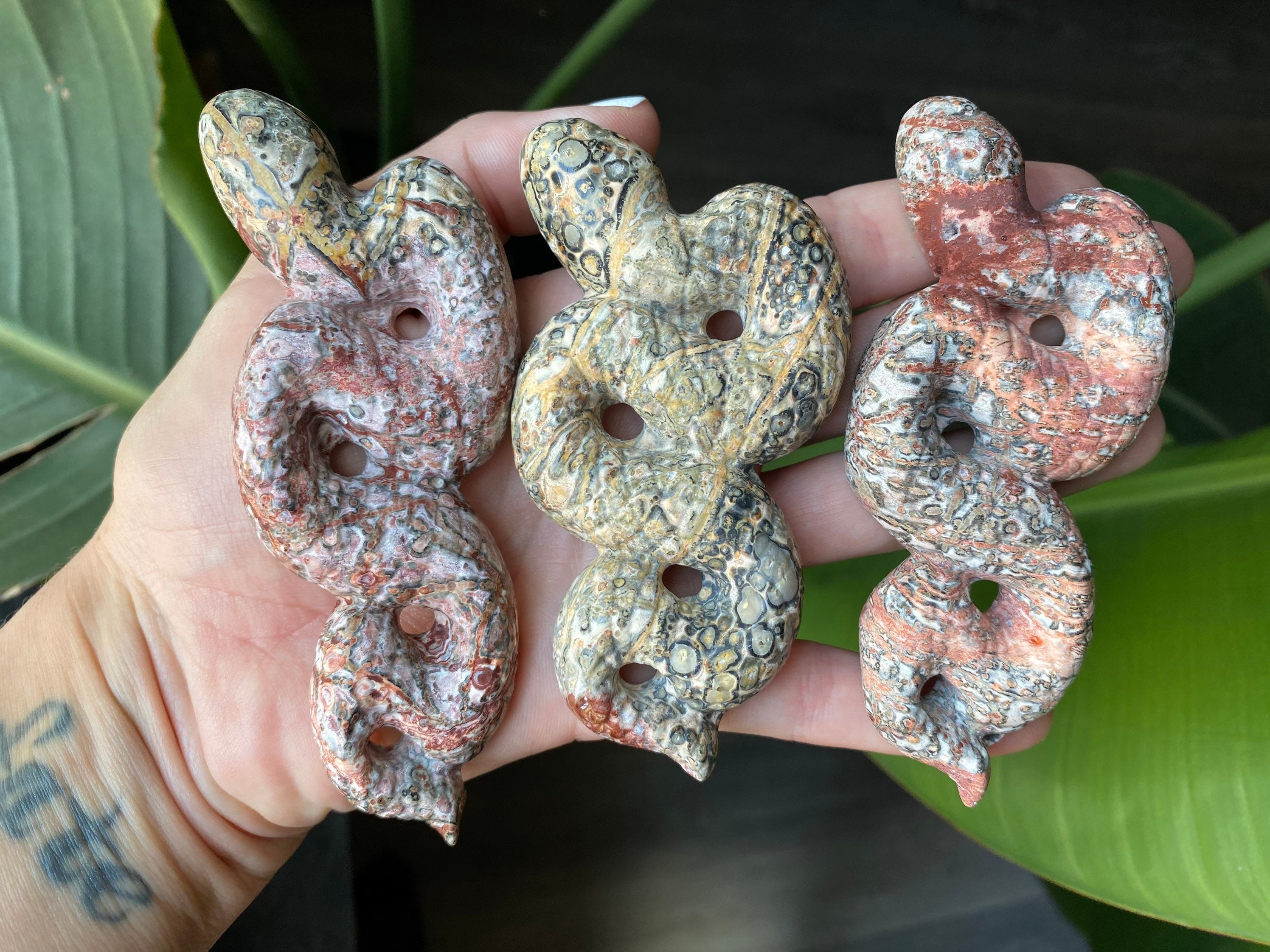 Leopard Skin Jasper Snake Crystal | Natural Stone Carved Snake