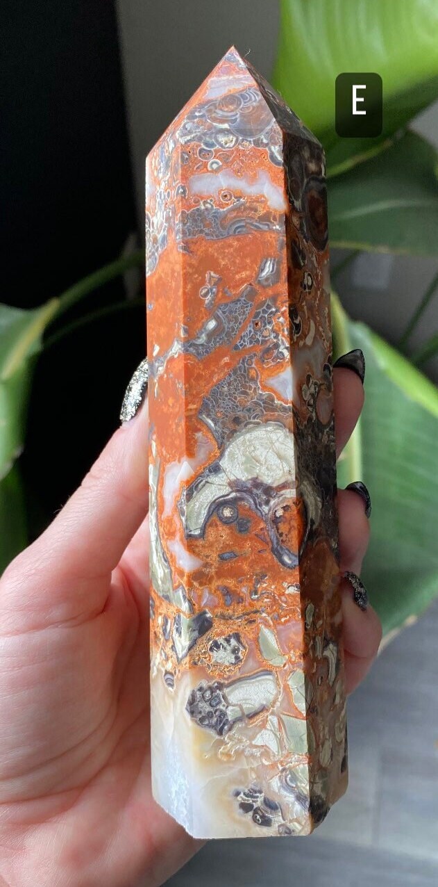 XL Money Agate Tower Point Natural Carved Polished Large | Stone ...