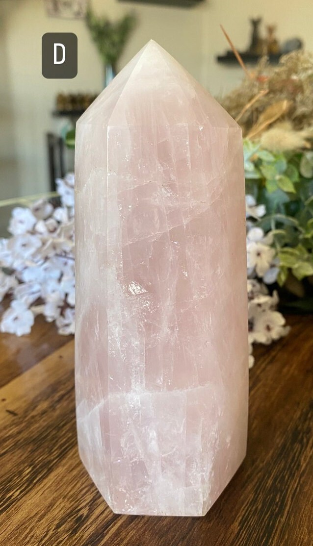 XL Rose Quartz Crystal Tower Point Generator Polished Smooth | Choose ...