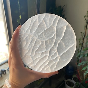 Selenite Charging Plate Round Smooth Polished Circle | Energy Charging Station | Crystal Healing