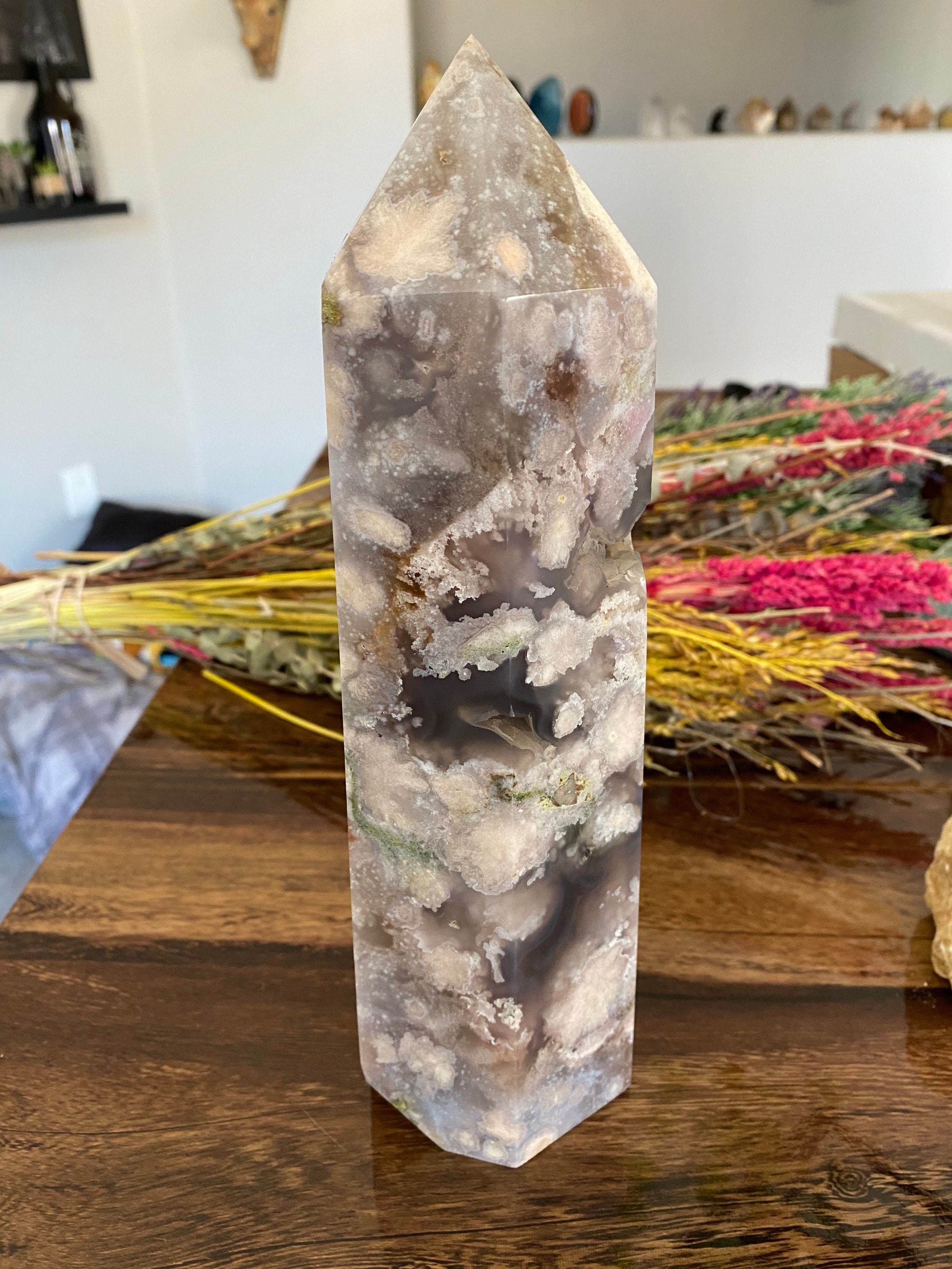 5.5lb Flower Agate Tower Point Generator Extra Large High - Etsy