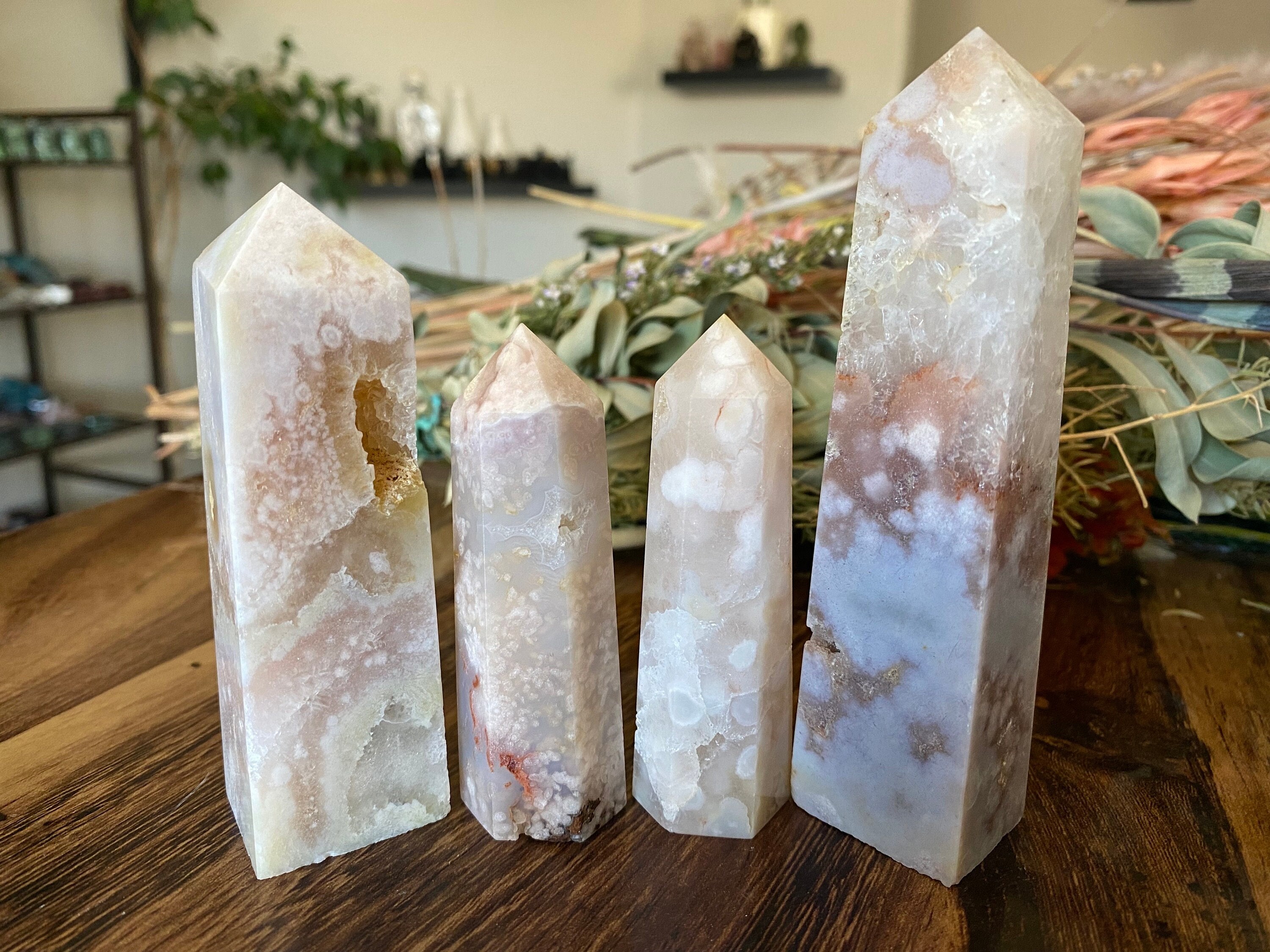 ピンクアメジスト＆フラワーアゲートタワーポイント | 天然ピンク